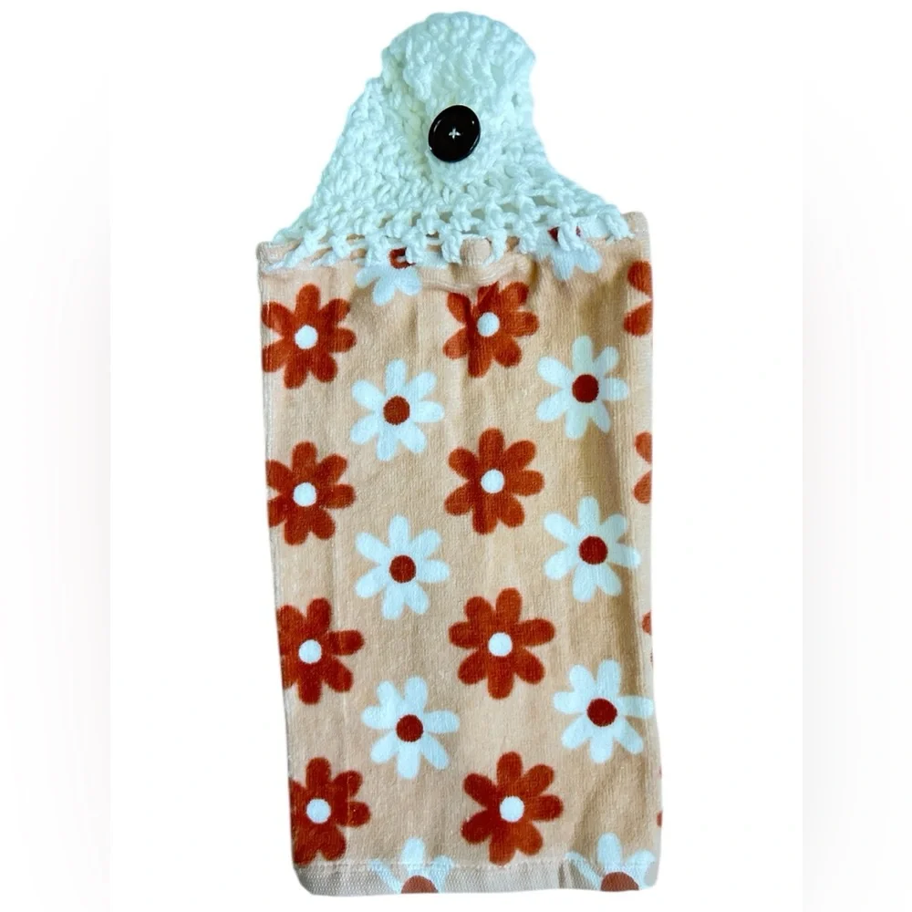 Hand Crafted Colorful Floral Retro Hanging Hand Towel Crochet Top